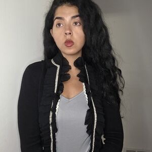 Black Ruffled Cardigan